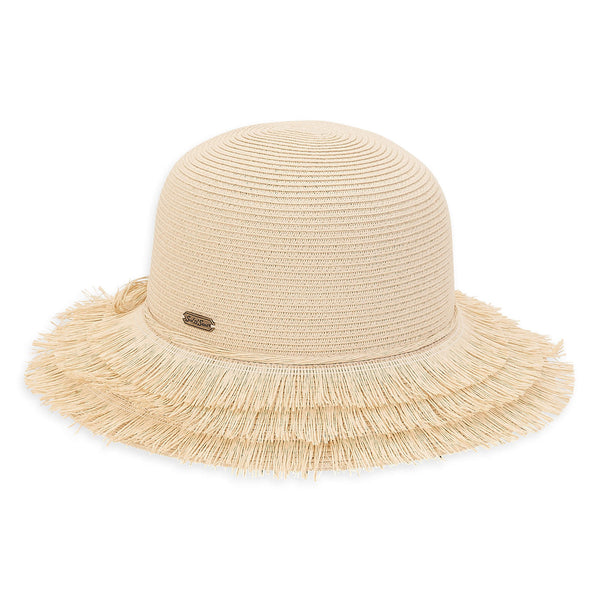 Adele Straw Cloche with frayed edges