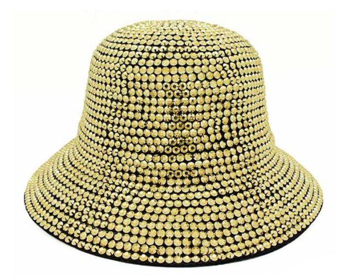 A lot Gold Bling Bucket Cloche hat